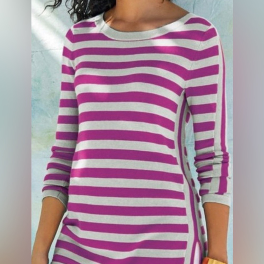 Soft Surroundings Sierra Striped Cashmere Blend Sweater Medium